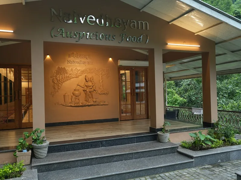 Dining hall at Rishikesh Yogpeeth Yoga Ashram